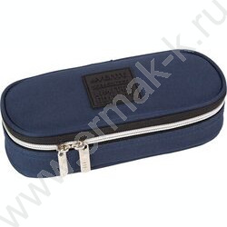 Пенал-овальный на молнии 21*8*5см "Uno Navy", матовый полиэстер, аппликация /темно-синий | Фото 1