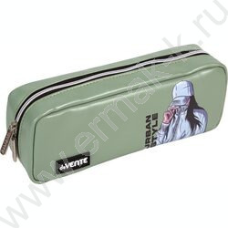 Пенал-прямоугольный 21*9*5см "Urban Style", молния, иск.кожа, аппликация /темно-серый | Фото 1