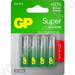 Батарейка GP Super G-Tech AA (LR6) 15A алкалиновая, BC4 /блистер 4шт/ | Фото 1