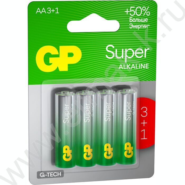 Батарейка GP Super G-Tech AA (LR6) 15A алкалиновая, BC4 /блистер 4шт/ | Фото 2