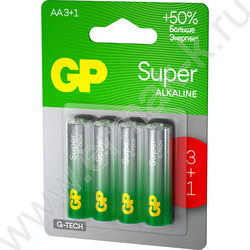 Батарейка GP Super G-Tech AA (LR6) 15A алкалиновая, BC4 /блистер 4шт/ | Фото 3