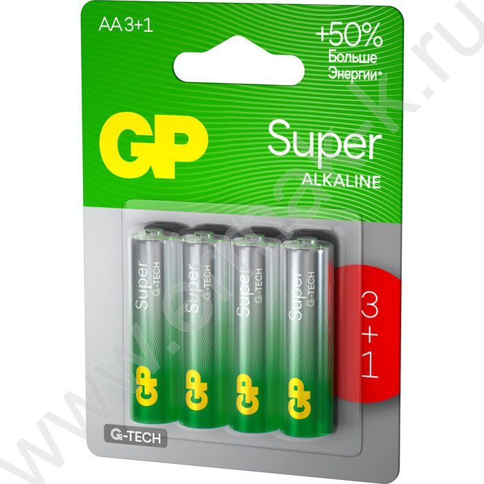 Батарейка GP Super G-Tech AA (LR6) 15A алкалиновая, BC4 /блистер 4шт/ | Фото 3