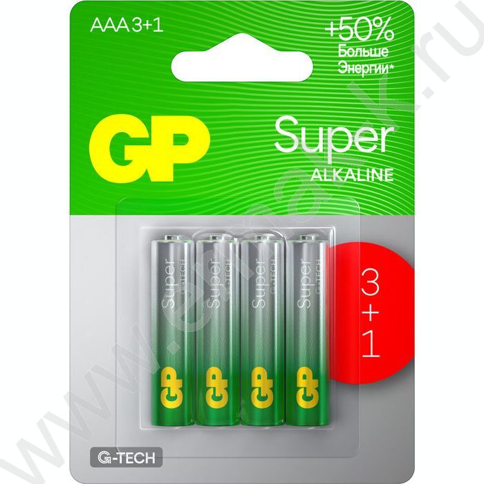 Батарейка GP Super G-Tech AAA (LR03) 24A алкалиновая, BC4 /блистер 4шт/ | Фото 1