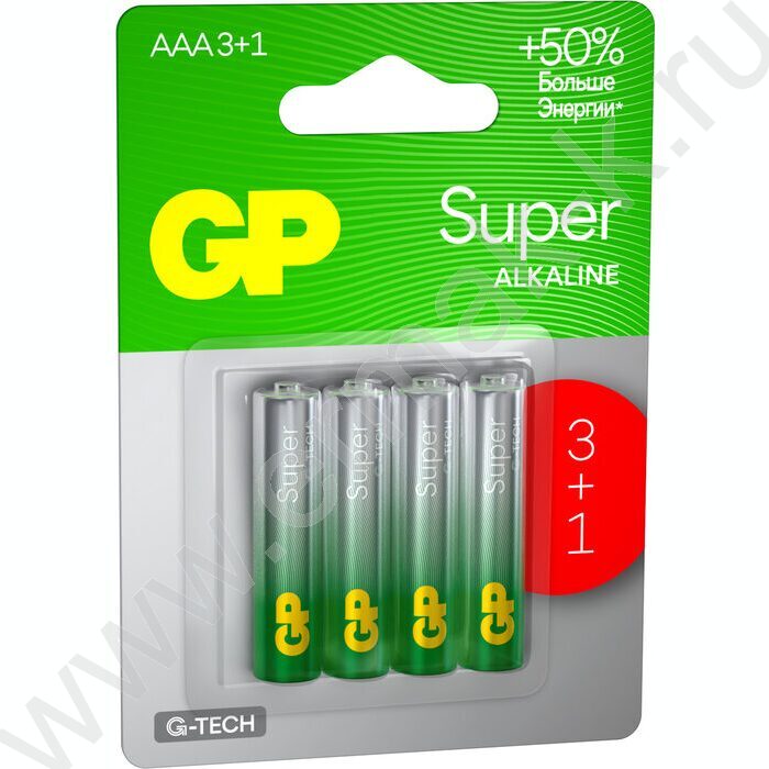Батарейка GP Super G-Tech AAA (LR03) 24A алкалиновая, BC4 /блистер 4шт/ | Фото 2