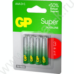 Батарейка GP Super G-Tech AAA (LR03) 24A алкалиновая, BC4 /блистер 4шт/ | Фото 3