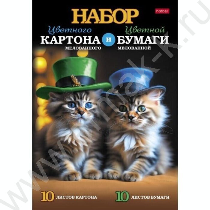 Картон цв+бум.цв А4 20л 10цв+10цв "Пушистые друзья" | Фото 1
