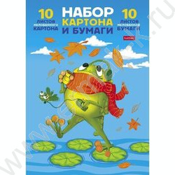 Картон цв+бум.цв А4 20л 10цв+10цв "Ушки лягушки" | Фото 1