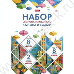Картон цв+бум.цв мелов. А4 18л 8цв+8цв+2белых "Мозаика" | Фото 1