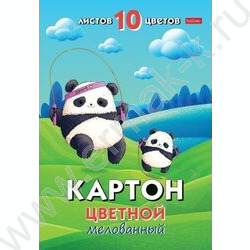 Картон цв. мелов. А4 10л/10цв Плюшевые панды | Фото 1
