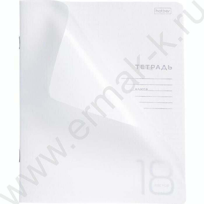 Тетрадь  18л клетка с пластиковой обложкой "Белая" | Фото 1