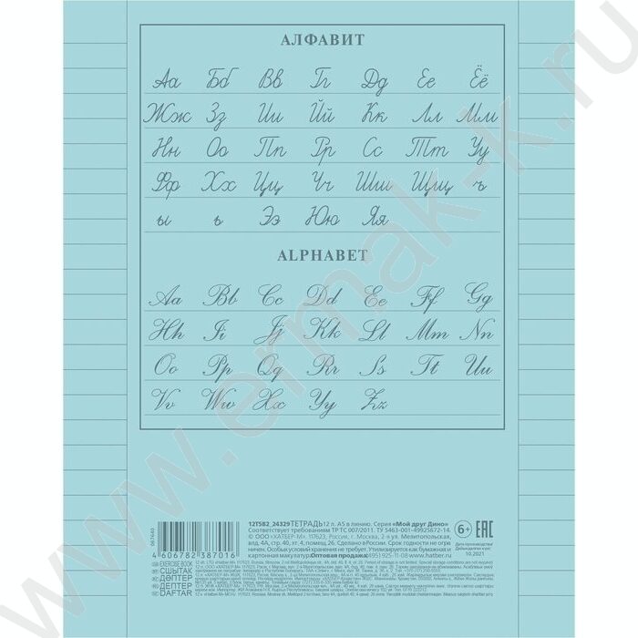 Тетрадь  24л линейка с пластиковой обложкой "Голубая" | Фото 2