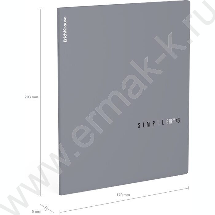 Тетрадь  48л клетка "Simple Color" /лам. soft-touch + выбор. УФ-лак /серый | Фото 3