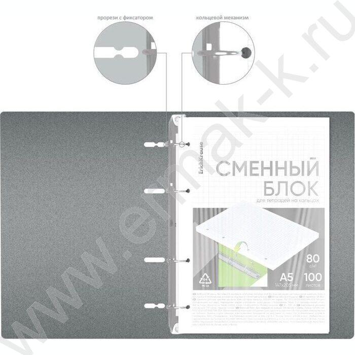 Тетрадь 100л А5 клетка/кольца/пластик обл./  "IQ FineLine, Life Style" /серебристая | Фото 6