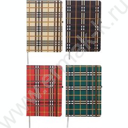 Ежедневник н/дат 21*14,5 80л Шотландка на резинке, блок клетка с ляссе | Фото 1