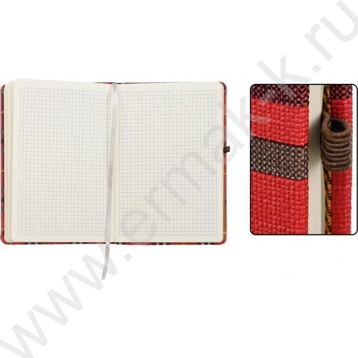 Ежедневник н/дат 21*14,5 80л Шотландка на резинке, блок клетка с ляссе | Фото 3