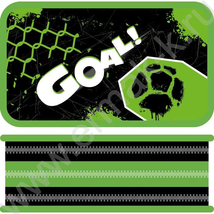 Пенал б/наполн. 3молнии 190*105мм Cool goal /большой, тканевый торец | Фото 1