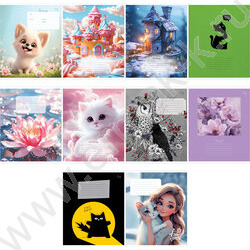 Тетрадь  12л клетка "Mix-10. Девочки" ассорти | Фото 1