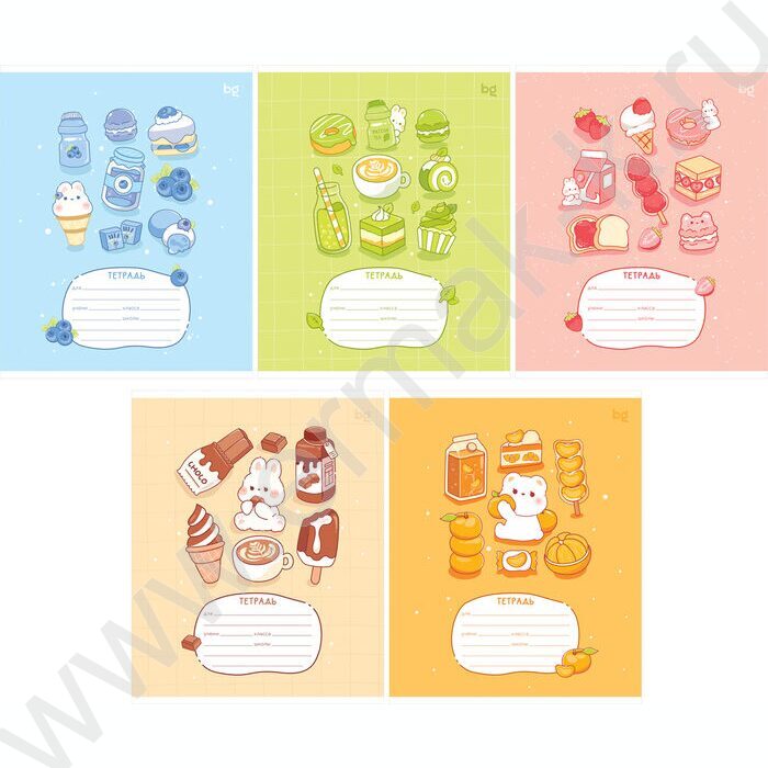 Тетрадь  12л клетка "Пирожочек" ассорти | Фото 1
