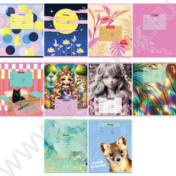 Тетрадь  12л линейка "Mix-10. Девочки" ассорти | Фото 1