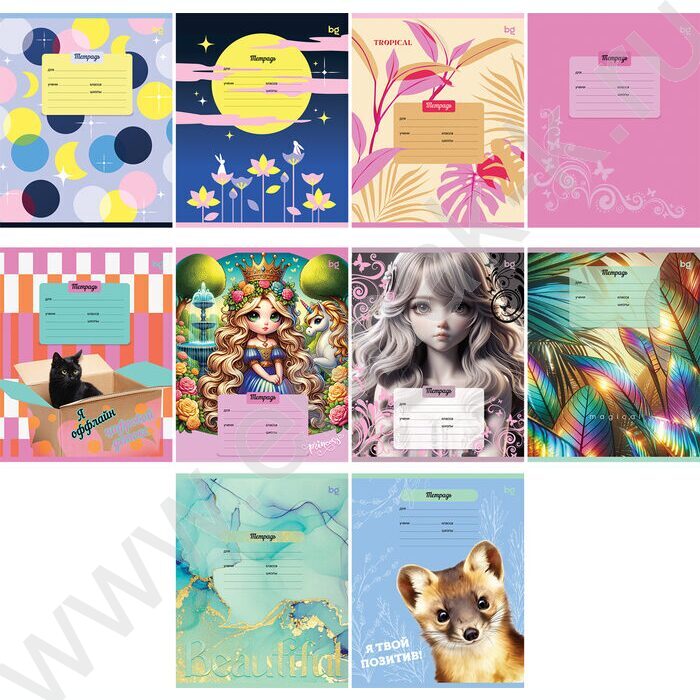 Тетрадь  12л линейка "Mix-10. Девочки" ассорти | Фото 1