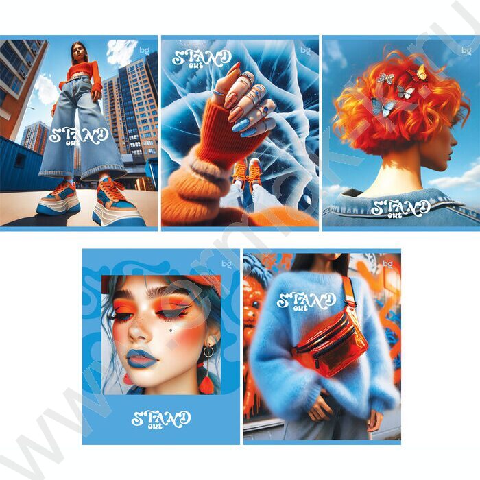 Тетрадь  48л клетка "Stand out" ассорти, эконом | Фото 1