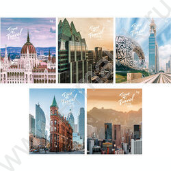 Тетрадь  48л клетка "Архитектура" ассорти | Фото 1