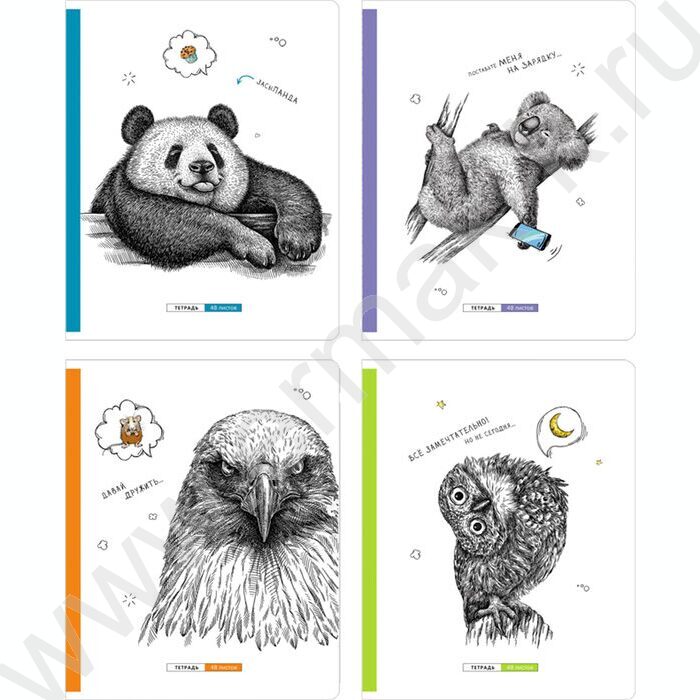 Тетрадь  48л клетка "Дремучий лес" микро sandy-touch лак/ ассорти | Фото 1