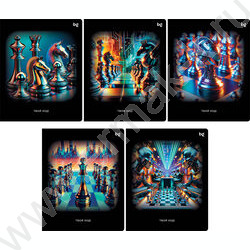 Тетрадь  48л клетка "Шахматы" ассорти | Фото 1