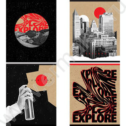 Тетрадь  60л клетка "Explore" крафт/ ассорти | Фото 1