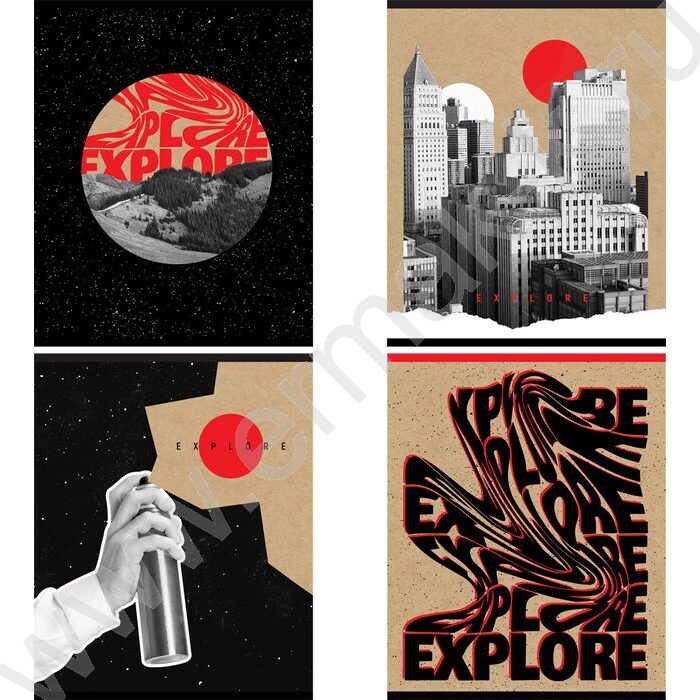 Тетрадь  60л клетка "Explore" крафт/ ассорти | Фото 1