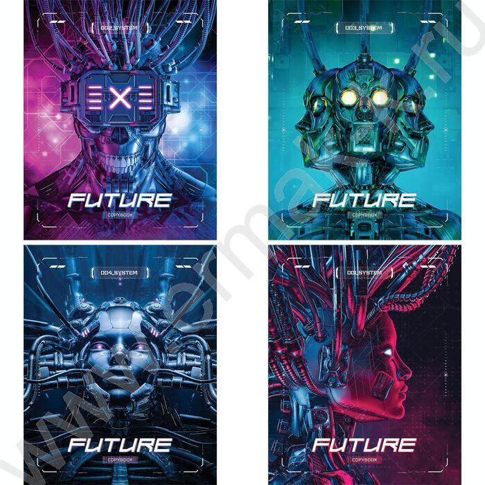 Тетрадь  60л клетка/спираль "Future" матовая ламинация, тиснение фольгой/ ассорти | Фото 1