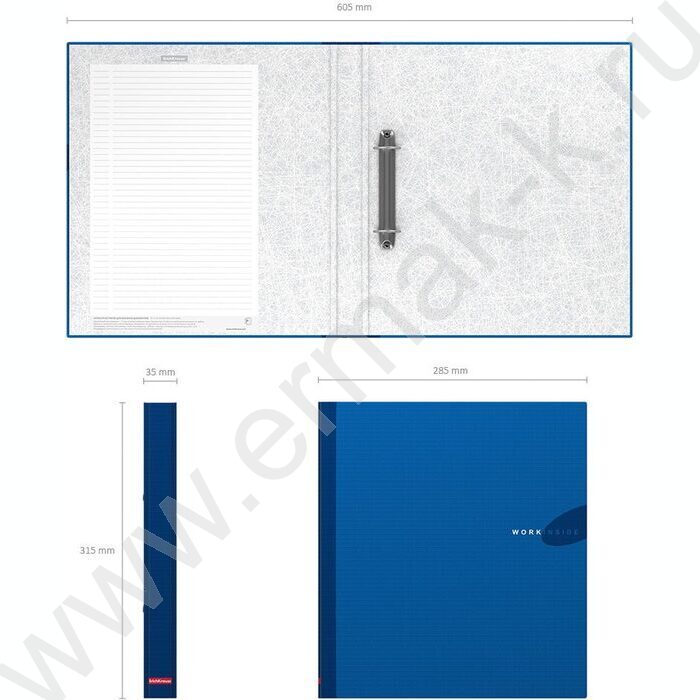 Папка 2 кольца Work Inside ламинир. синяя | Фото 3