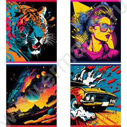 Тетрадь  80л клетка/спираль "Графические плакаты" матовая ламинация, выб. лак/ ассорти | Фото 1