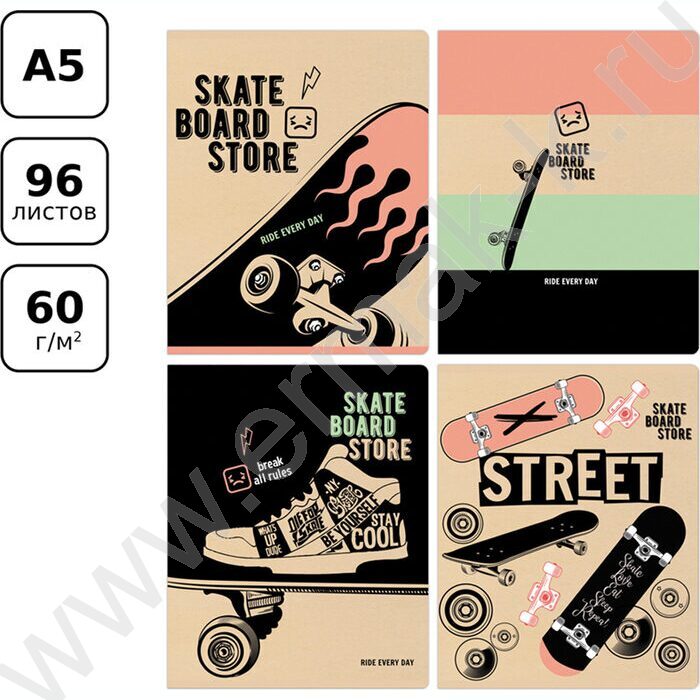 Тетрадь  96л клетка "Ride every day" ассорти | Фото 7