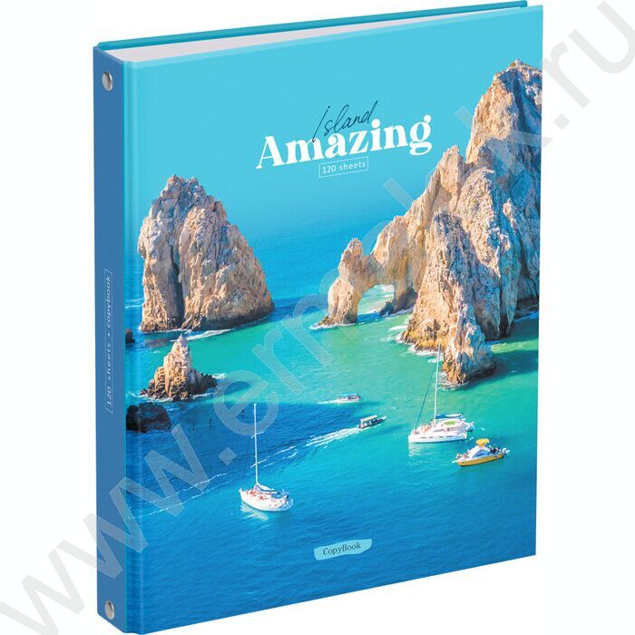 Тетрадь 120л клетка/кольца "Остров мечты"  /глянец/ ассорти | Фото 1