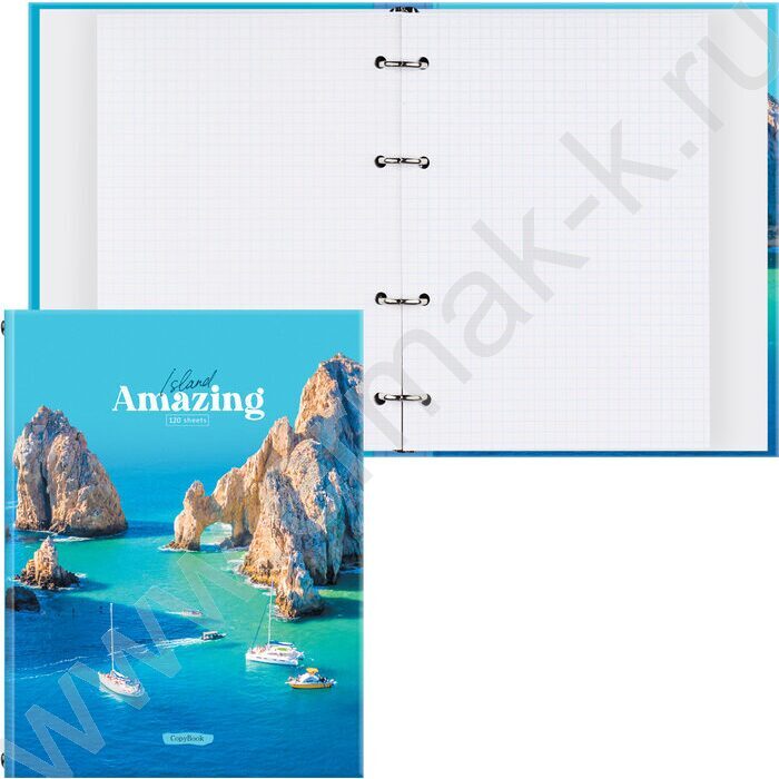 Тетрадь 120л клетка/кольца "Остров мечты"  /глянец/ ассорти | Фото 3