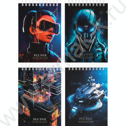 Блокнот  80л А6 спираль/тв.обл. "Cyber world" /матовая ламинация, тиснение фольгой | Фото 1