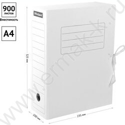 Папка архивная 100мм на завязках /микрогофрокартон /белая /2 завязки, до 900л. | Фото 2