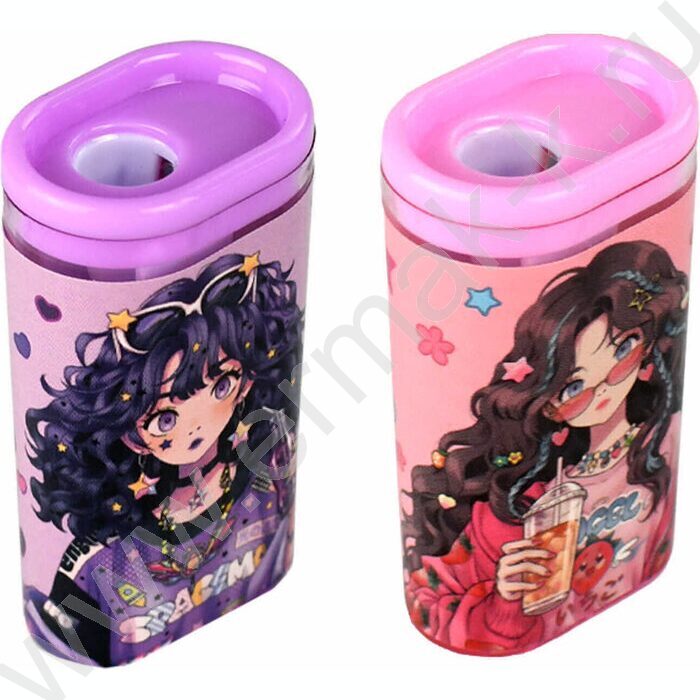 Точилка 1отв. пластик "Модницы" /с контейнером /ассорти | Фото 1