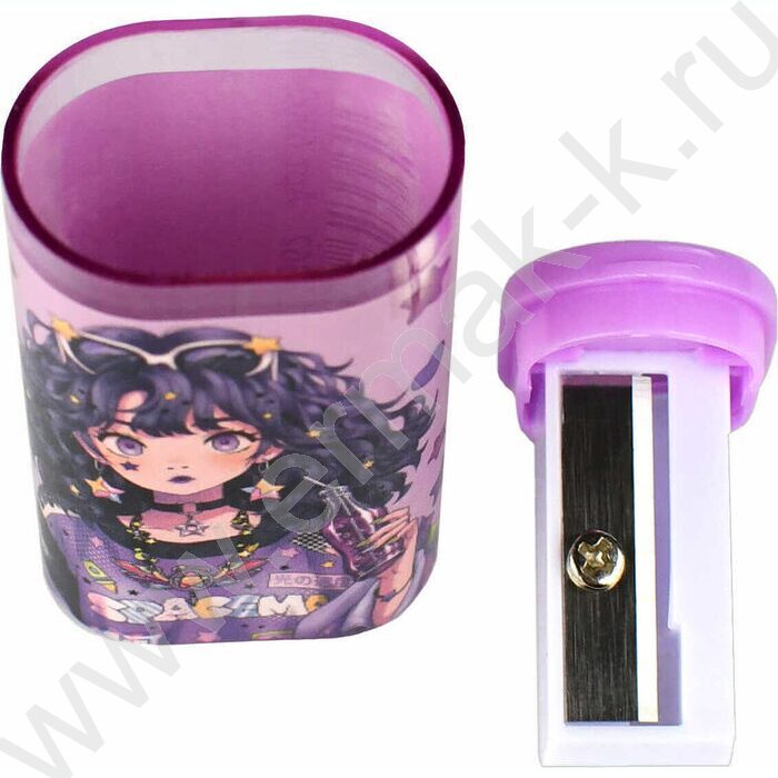 Точилка 1отв. пластик "Модницы" /с контейнером /ассорти | Фото 3