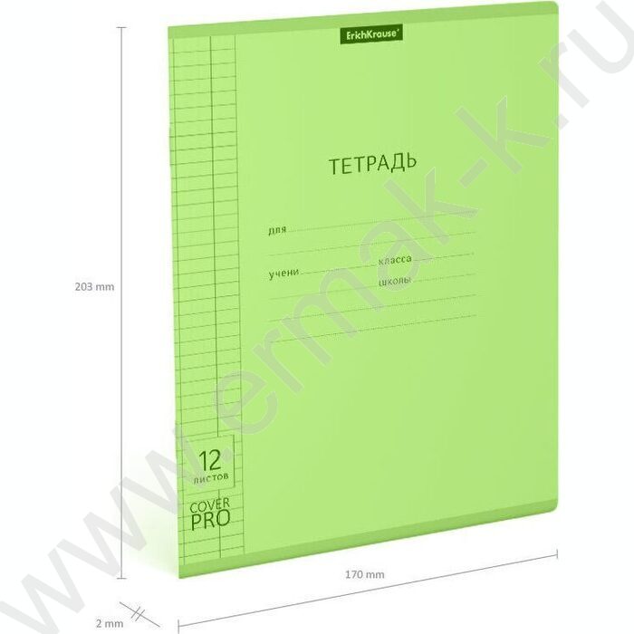 Тетрадь  12л клетка с пластиковой обложкой "Классика CoverPrо Neon" /зеленый | Фото 4