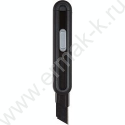 Нож канцелярский  18мм "TOTAL BLACK", 15,4 см, метал. направляющее, черный корпус с серыми элем. NEW | Фото 1