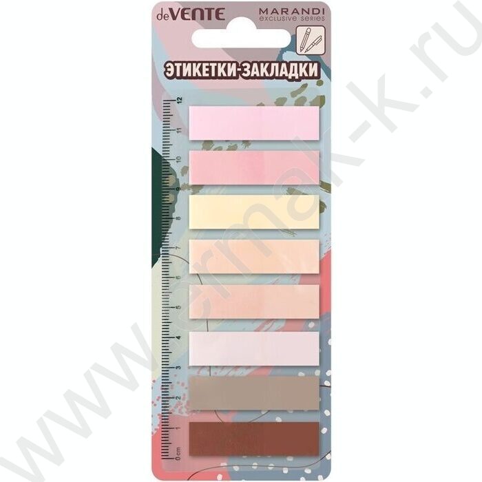 Набор самокл. этикеток-закладок 12*44мм /20л*8 пастель. цветов "Marandi" /пласт. блистер | Фото 1