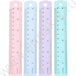 Линейка метал.  15см "Pastel" /двухсторонняя шкала, пластиковый подвес /ассорти NEW | Фото 1