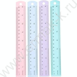 Линейка метал.  20см "Pastel" /двухсторонняя шкала, пластиковый подвес /ассорти NEW | Фото 1