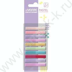 Набор самокл. этикеток-закладок  6*45мм /20л*10, 8цв, "Pastel"  пластик полупр., кор.блистер | Фото 1