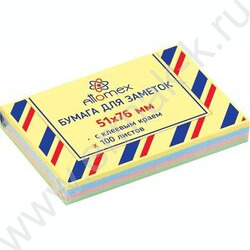 Бумага д/записей   51*76мм /100л, 75г/м², 4 пастельных цвета с липким краем | Фото 1