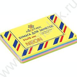 Бумага д/записей   51*76мм /100л, 75г/м², 4 неоновых цвета с липким краем | Фото 1