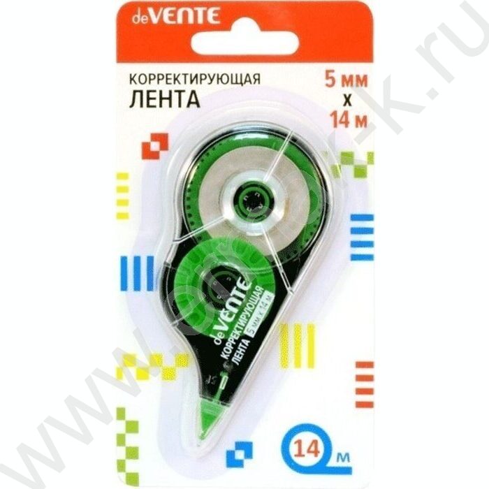 Корректирующая лента 5мм*14м черно-зеленый полупрозрачный корпус, боковой аппликатор, блистер | Фото 1