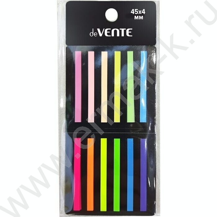 Набор самокл. этикеток-закладок  6*45мм /20л*12цв, 6 неоновых и 6 пастельных цветов, в карт.блис | Фото 1